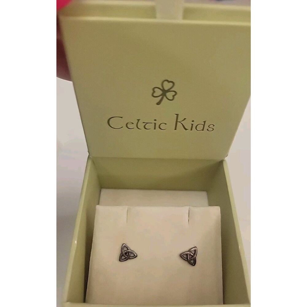 Celtic Kids By Solvar Trinity Earrings Ireland Silver Pierced